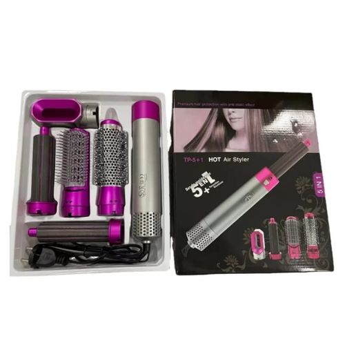Sèche-cheveux électrique 5 En 1 - Brosse Chauffante - Lisseur Bigoudi Professionnel - Lisseur Cheveux - Fer A Friser - Multicolore - miniature 4