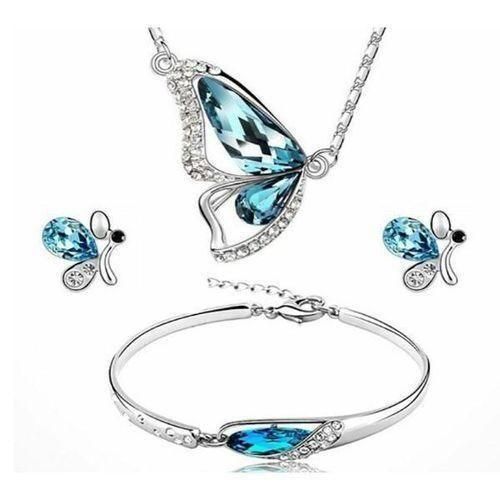 Ensemble de colliers papillon en cristal 3 en 1 pour femmes