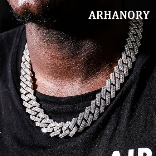 ARHANORY Collier maillon cubain glacé Hip Hop chaîne cubain - argent