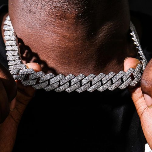 ARHANORY Collier maillon cubain glacé Hip Hop chaîne cubain - argent - Image 3