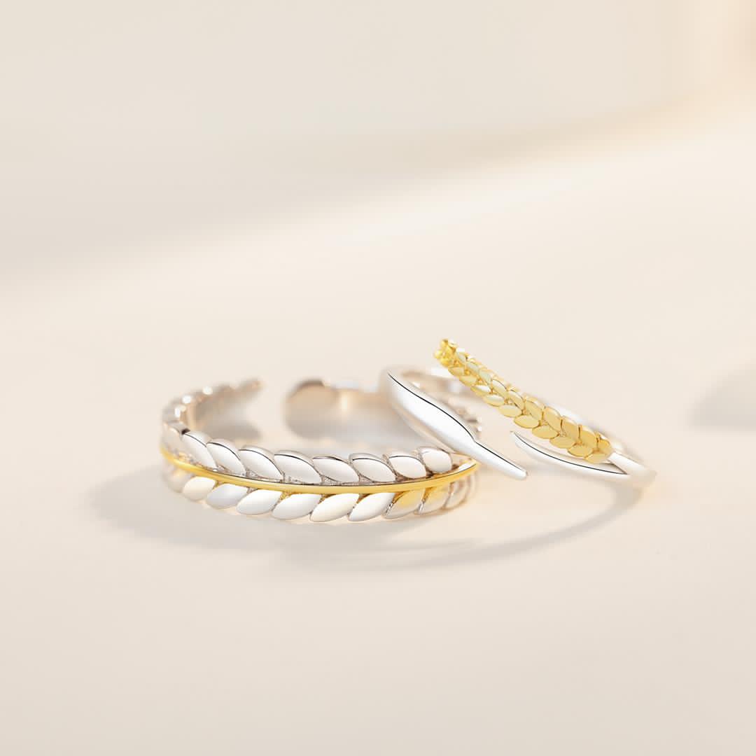 Ensemble alliances ajustables en argent pur 925 couronne laurier triomphale - Image 4