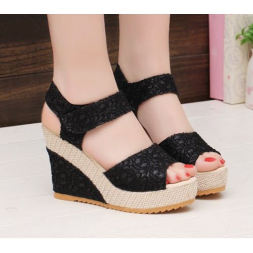 Mule Compensée Pour Femme - Noir