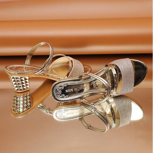 ALagzi 2025 Nouvelles Chaussures Décontractées pour Femmes à Talons Hauts - Or - miniature 2