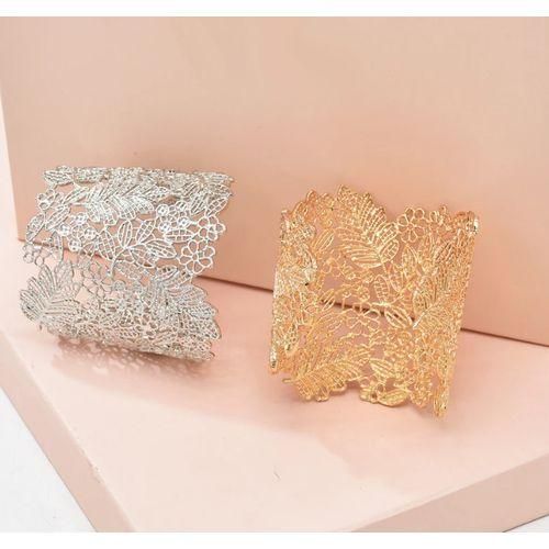 Bracelet Décoratif En Métal Fleur Poignet Or