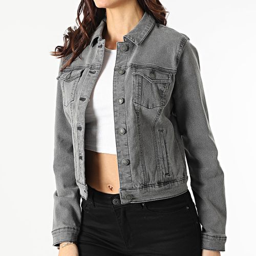 Veste Droite Boutonnée En Jean Denim Gris - Blazer - Jacket Vestes En Jean Femme