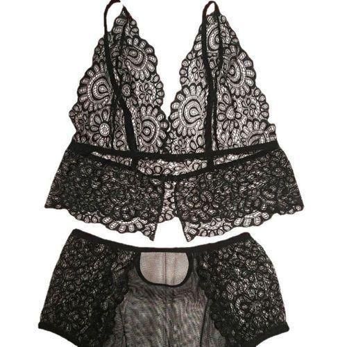 Ensemble De Lingerie Avec Soutien-Gorge À Bretelles En Dentelle Sexy Pour Femmes - miniature 4