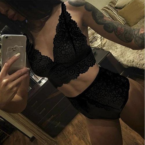 Ensemble De Lingerie Avec Soutien-Gorge À Bretelles En Dentelle Sexy Pour Femmes - miniature 5