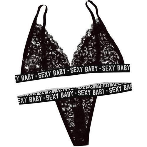 Ensemble de lingerie pour femmes avec soutien-gorge à bretelles en dentelle sexy - miniature 2