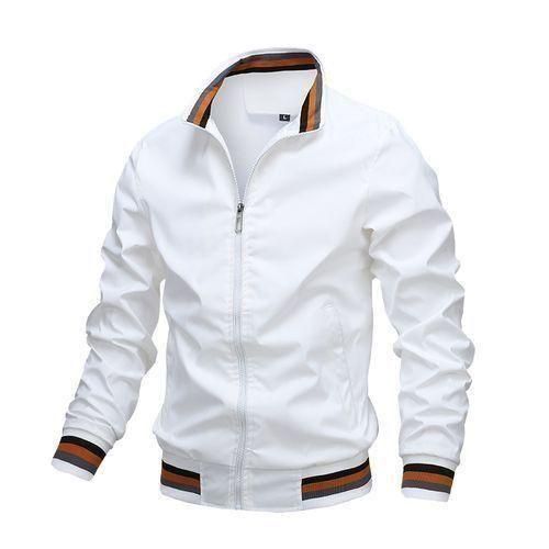 Berrykey Veste décontractée à fermeture éclair pour hommes, blanche, respirante et élégante - miniature 4